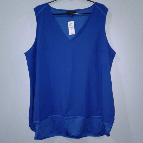 Lane Bryant V-Neck Essential Shell Top Blue Sleeveless Tank 22 Plus - Picture 1 of 5